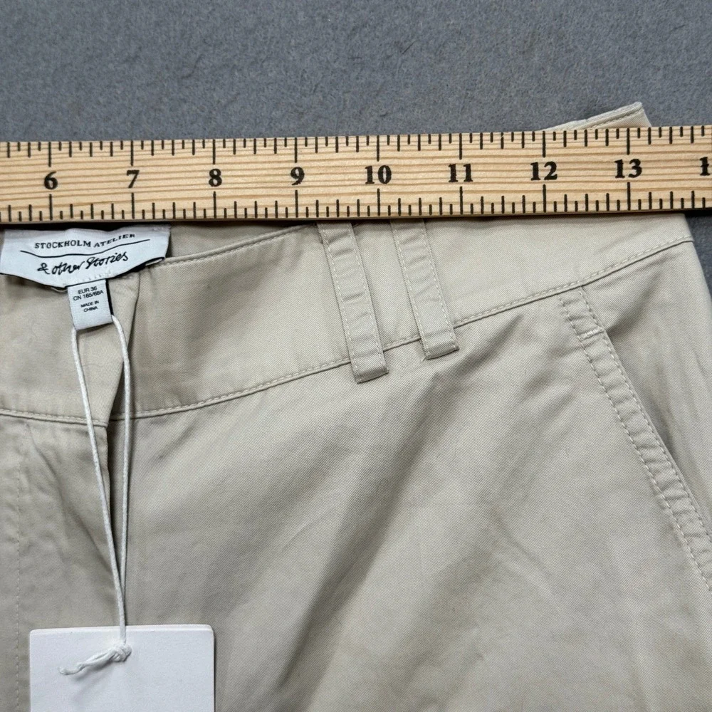 NEW Stockholm Atelier Cargo Pants Women's 8 Beige Baggy Wide Leg - Picture 3 of 9